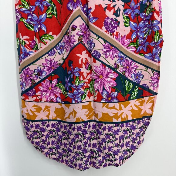 3/$25 Cupio Tropical Floral High Low Tunic Dress S Sleeveless Sundress Red - Picture 7 of 10